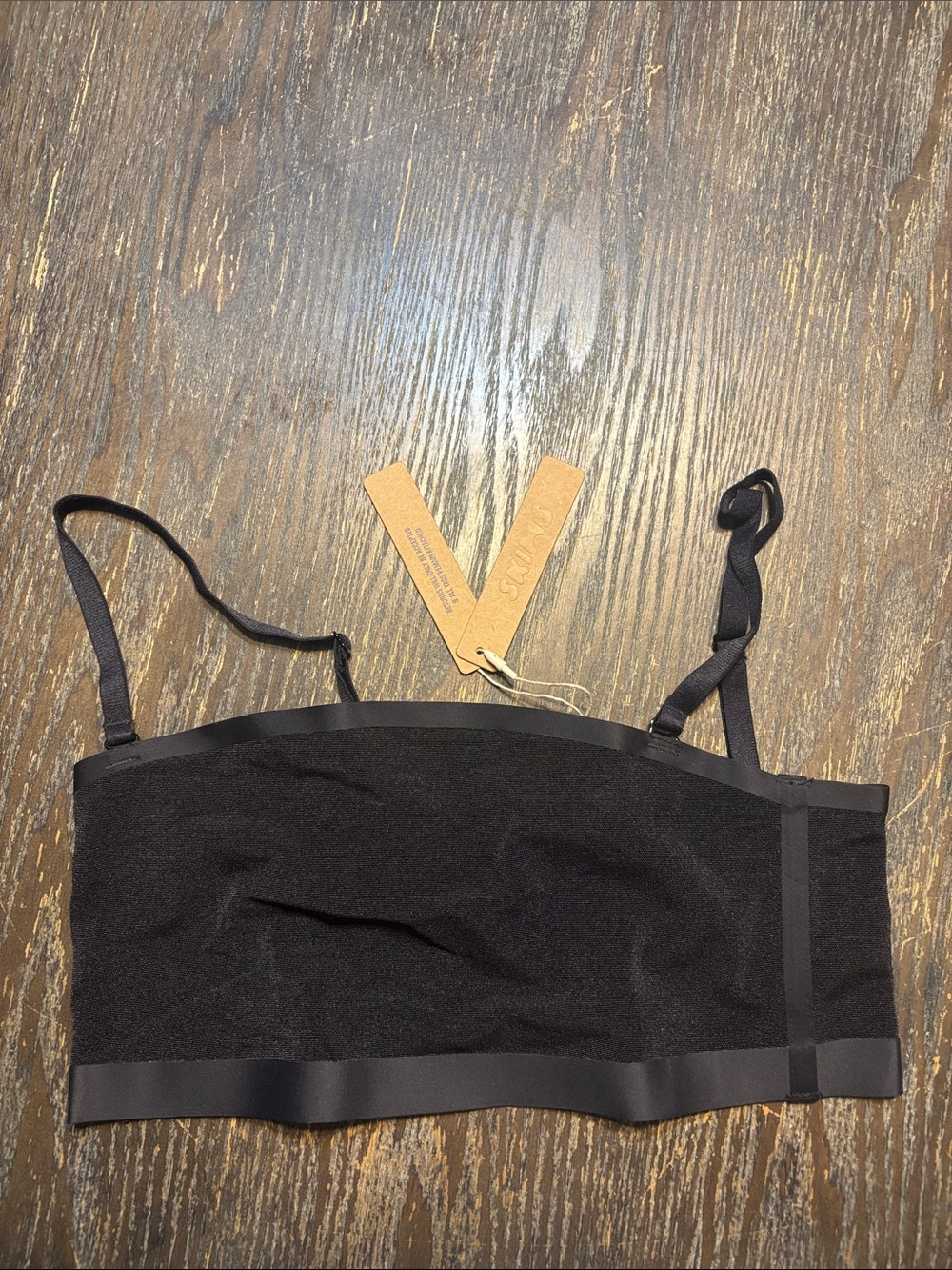SKIMS Black mesh sheer small NWT  Strapless Bandeau Top